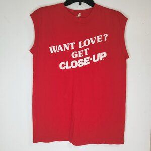 1986 80s “Want Love? Get Close Up” Vintage Sleeveless T-shirt Tank Top XL